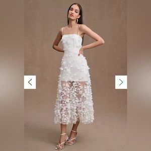 Helsi Audrey Square-Neck Floral Applique Sheer Midi Dress